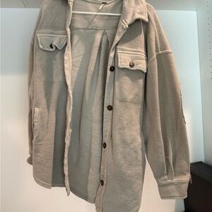 Free People Tan Button-Up Jacket